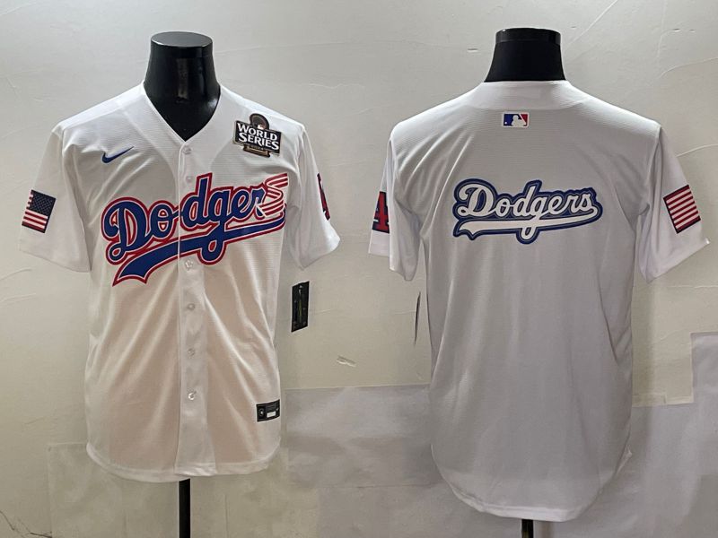 Men Los Angeles Dodgers Blank White national flag second generation joint name Nike 2025 MLB Jersey style 15->los angeles dodgers->MLB Jersey